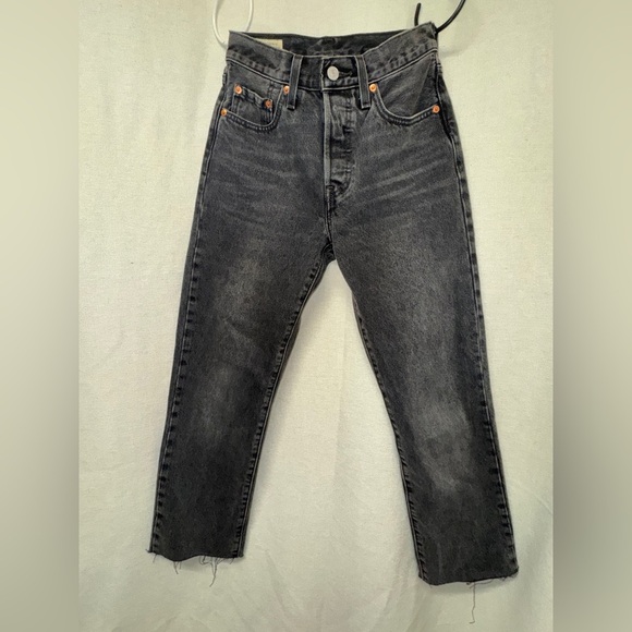 Levi’s 501 Jeans Button Fly Black Size 24 - Picture 2 of 7